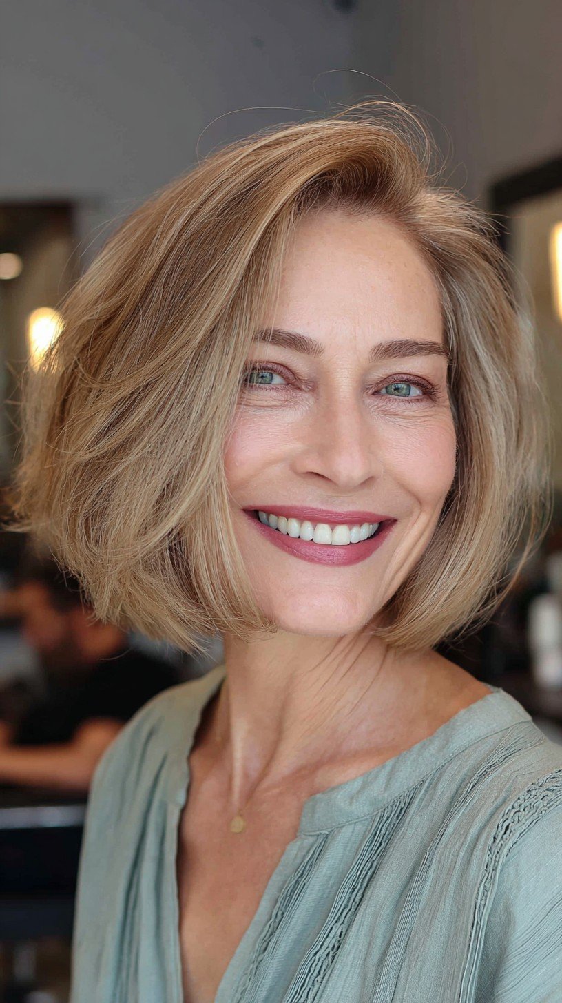 Bob rubio texturizado moderno con ondas suaves