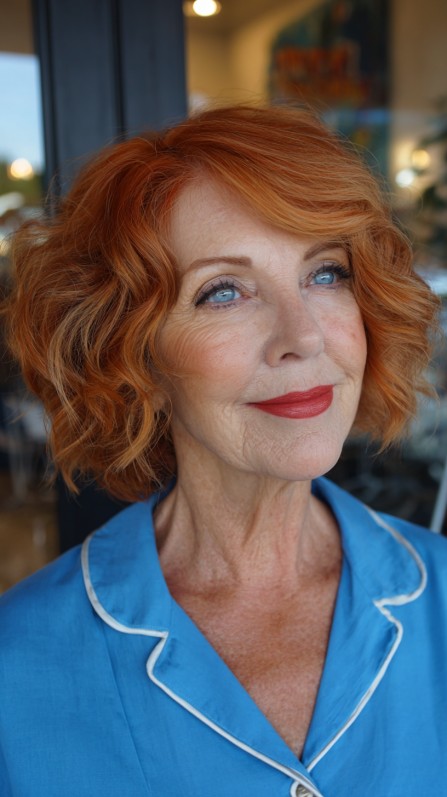 Playful Curly Lob with Rich Copper Highlights
