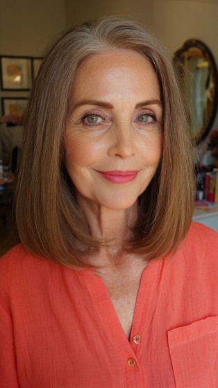 Sleek Mid-Length Smooth Bob with Subtle Layers