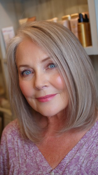 Softly Blended Light Ash Midi Bob