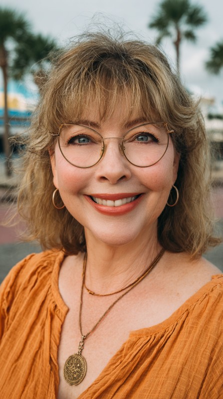Softly Curled Layered Haircut with Face-Framing Bangs