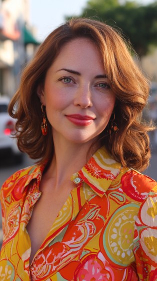 Softly Curled Shoulder-Length Lob with Subtle Volume