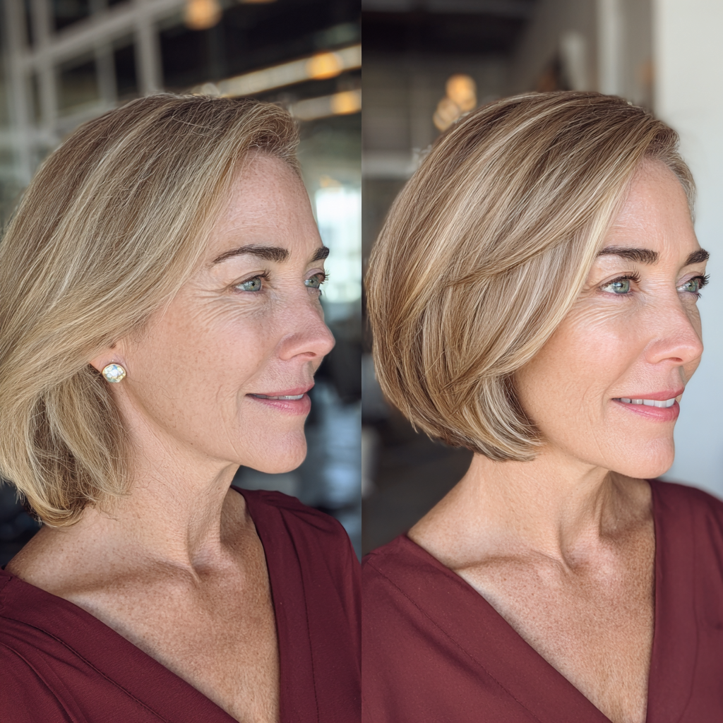 Softly Layered Golden Bob with Natural Movement