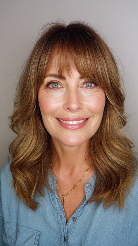 Softly Layered Long Waves with Face-Framing Bangs