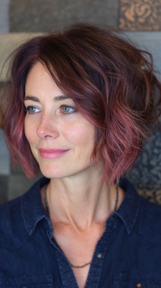 Textured Bob with Blush Pink Ombre