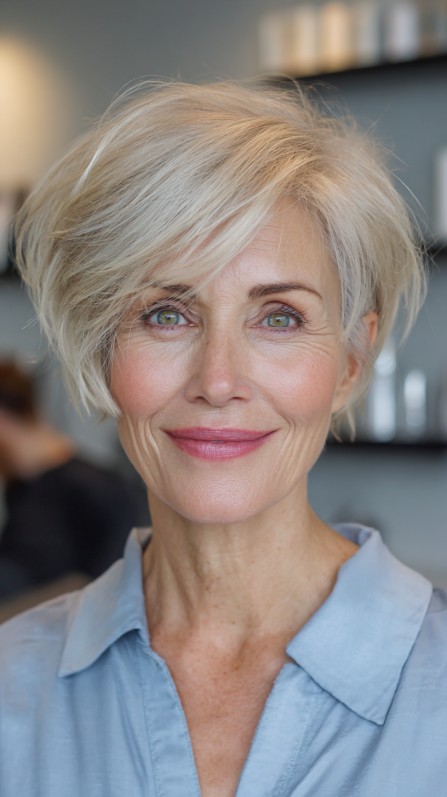 Textured Short Cut with Soft Feathered Layers