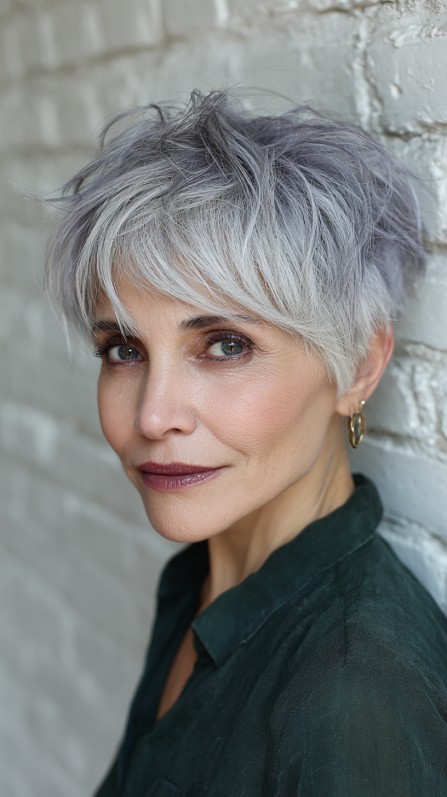 Textured Short Pixie Cut with Subtle Lavender Tones