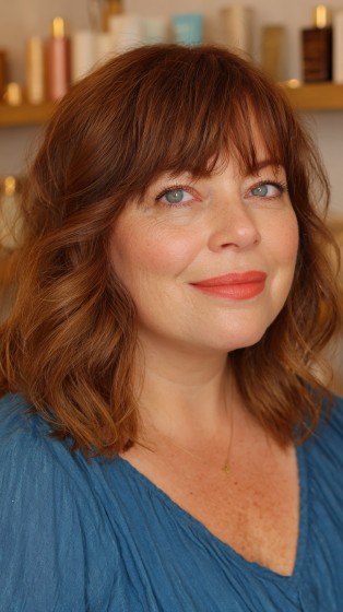 Warm Textured Lob with Soft Bangs