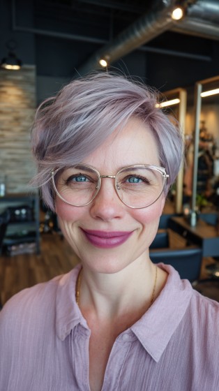 Whimsical Textured Pixie Cut with Soft Lavender Hues