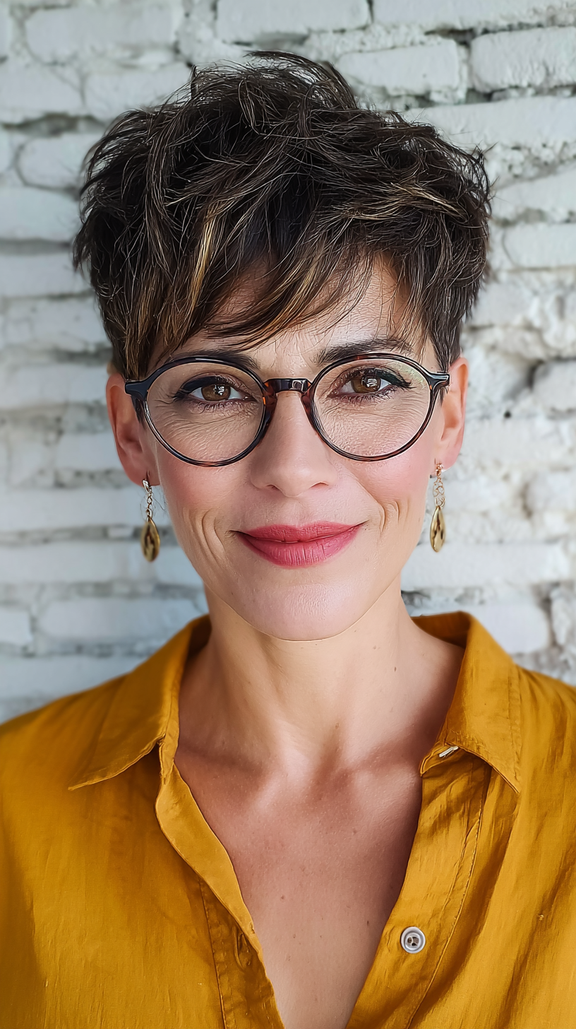 Chic Textured Pixie Cut with Subtle Highlights