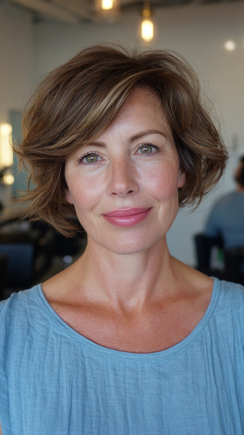 Chic Textured Bob with Subtle Highlights