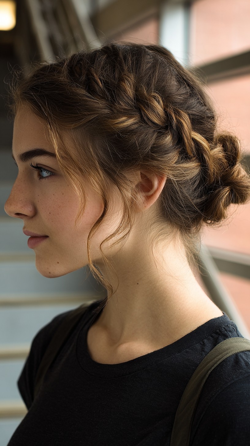 Beautifully Twisted Braided Bun with Face-Framing Strands