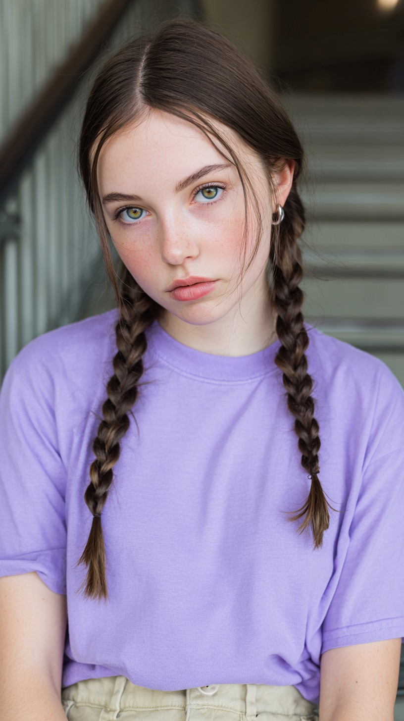 Charming Classic Double Braids with Subtle Volume