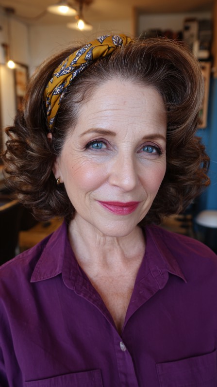 Charming Retro Curly Hairstyle with Headband