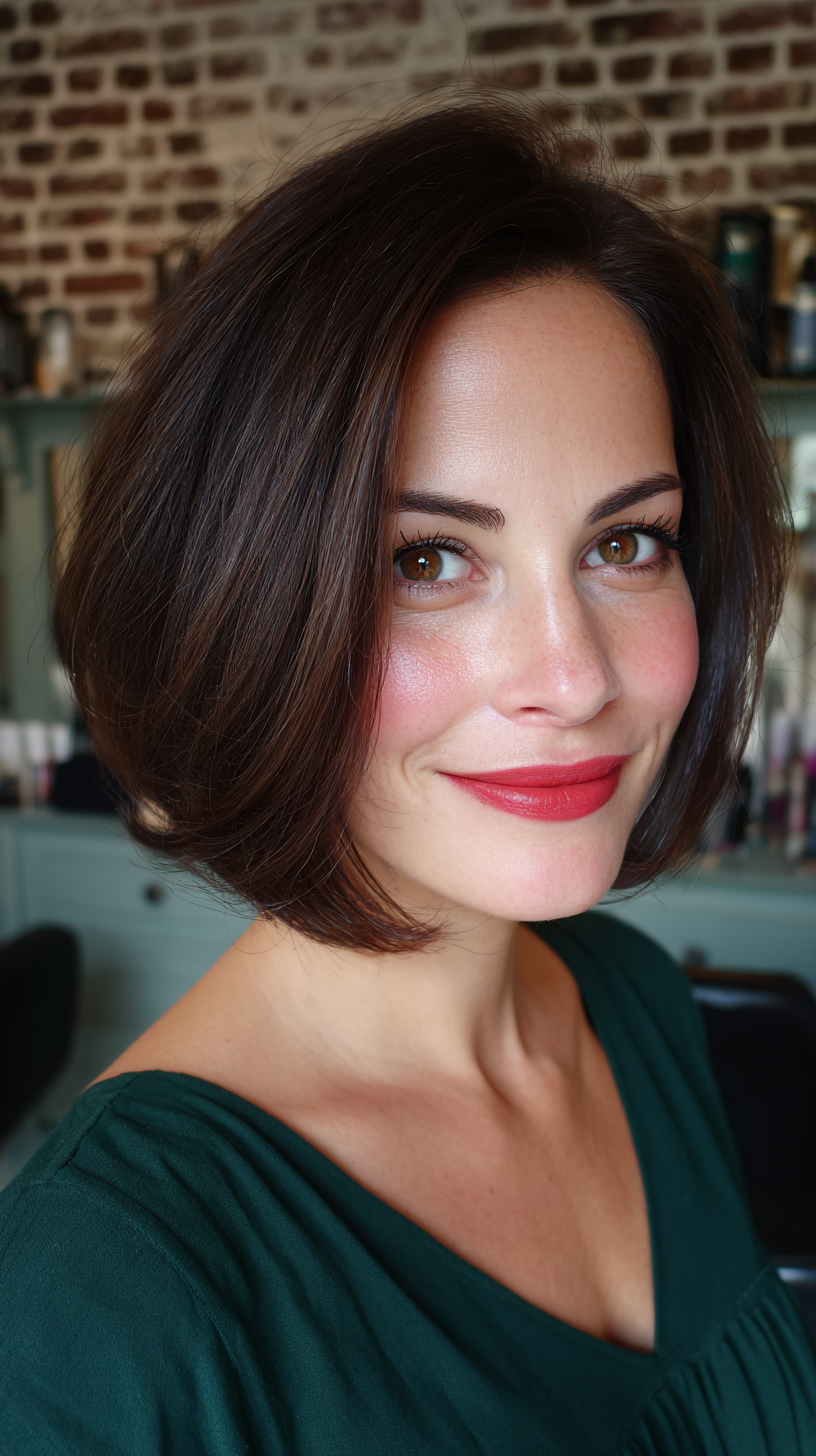 Chic Brunette Bob with Subtle Volume