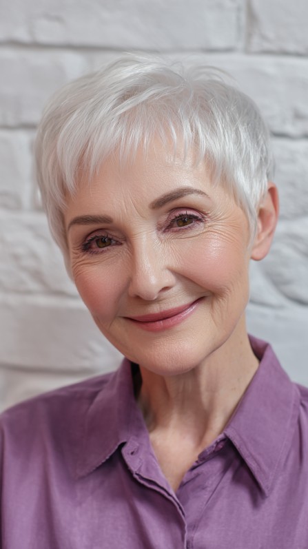 Chic Silver Textured Pixie Cut