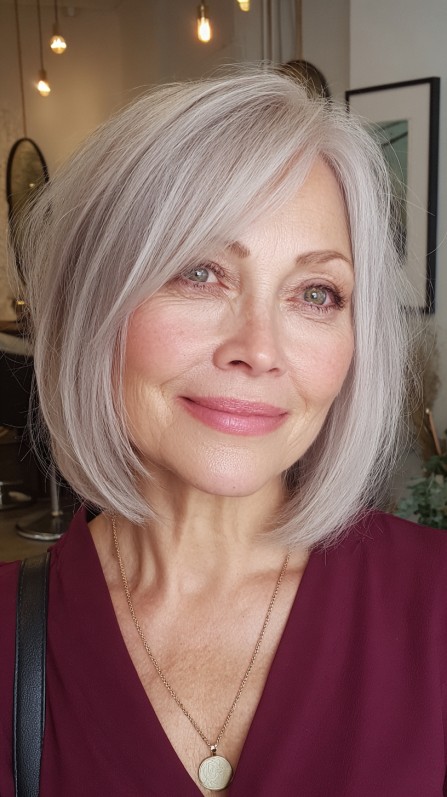 Chic Soft Grey Bob with Subtle Layers