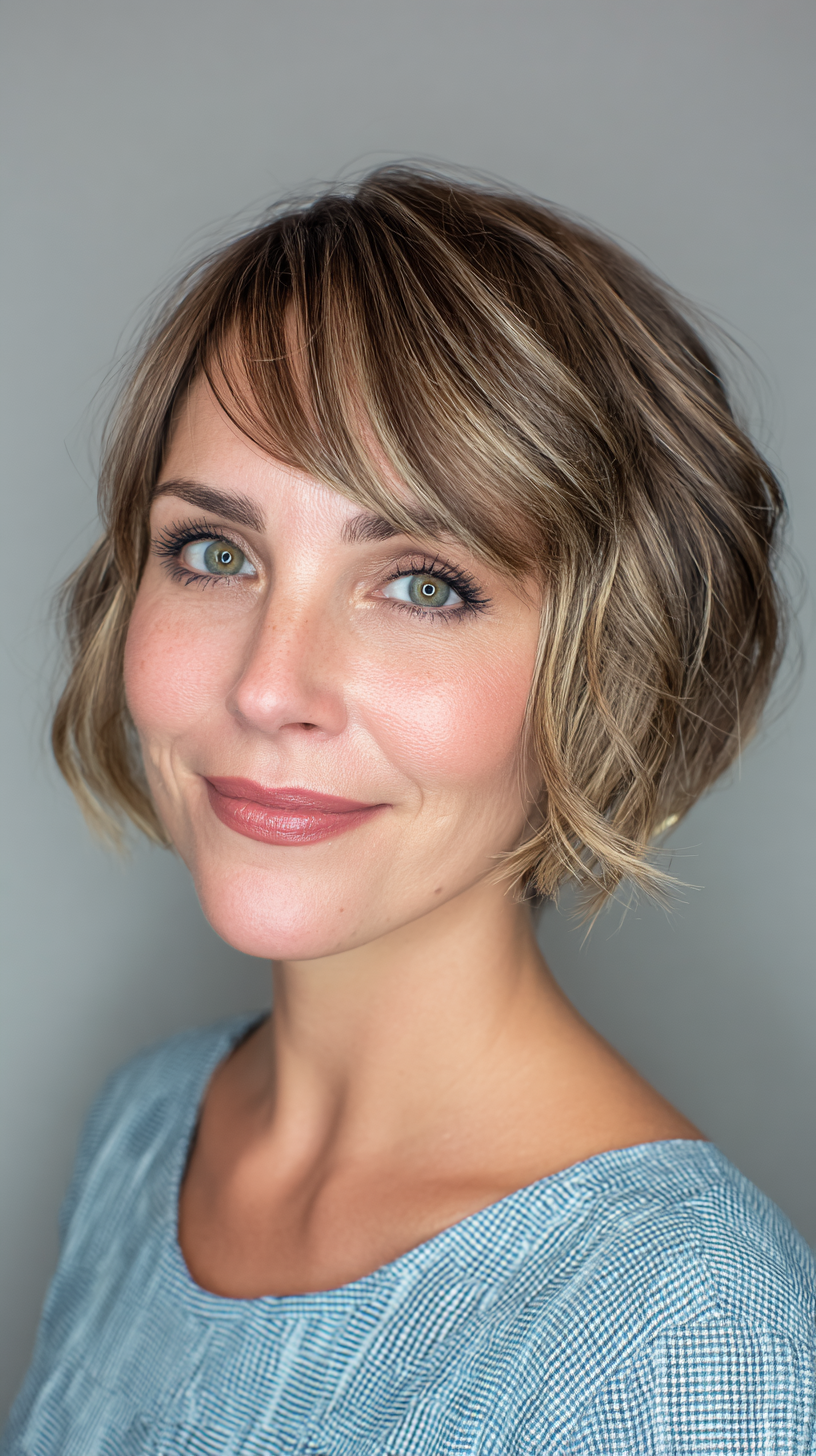 Chic Textured Bob with Subtle Highlights