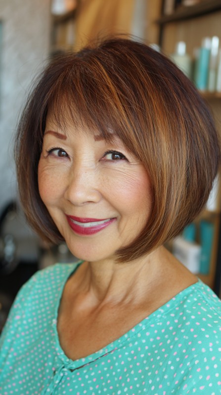 Chic Textured Bob with Warm Caramel Balayage