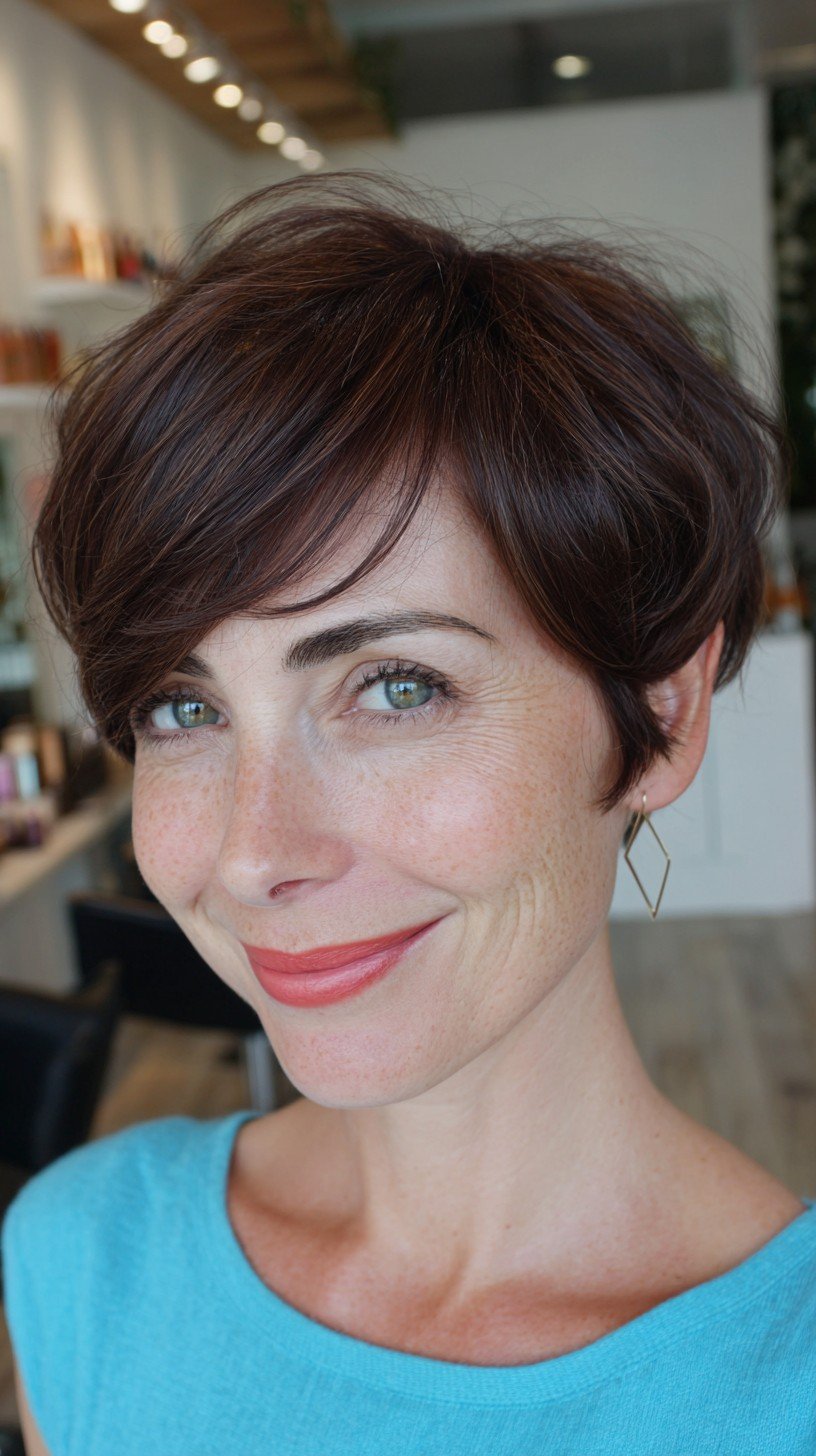Chic Textured Short Cut with Side-Swept Bangs