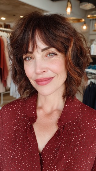 Chic Textured Shoulder-Length Cut with Soft Bangs