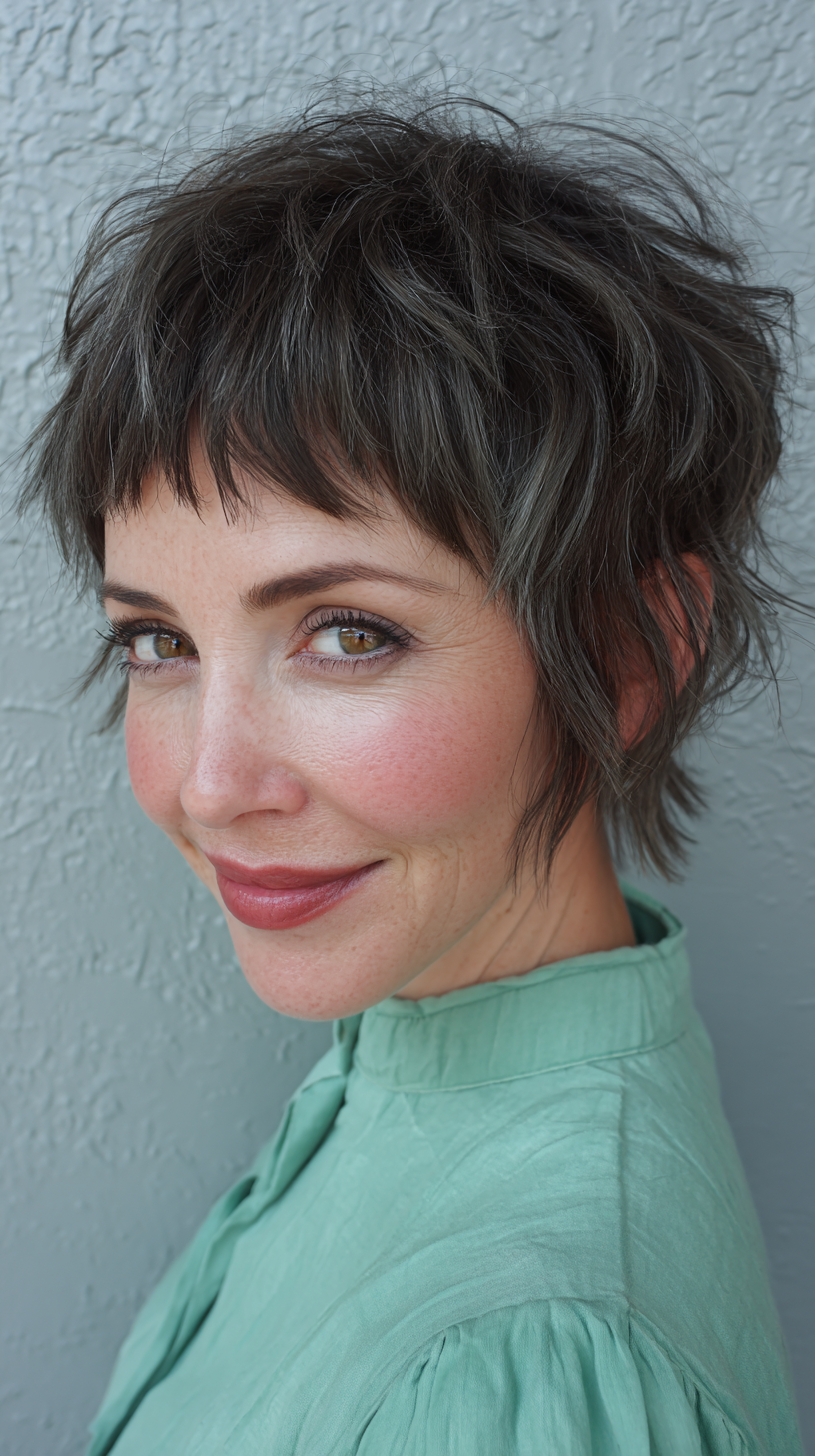 Choppy Textured Shag Cut with Subtle Ash Tones