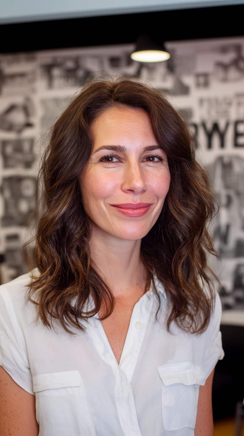 effortlessly chic brunette waves with subtle highlights