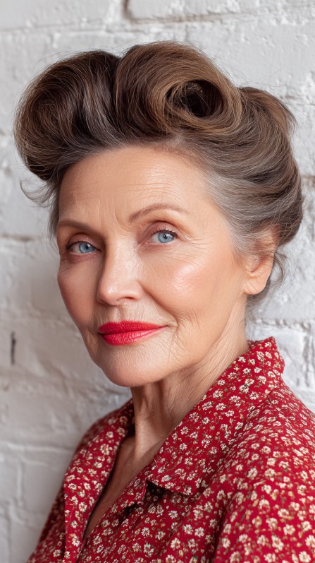 Elegant Retro Updo with Soft Volume