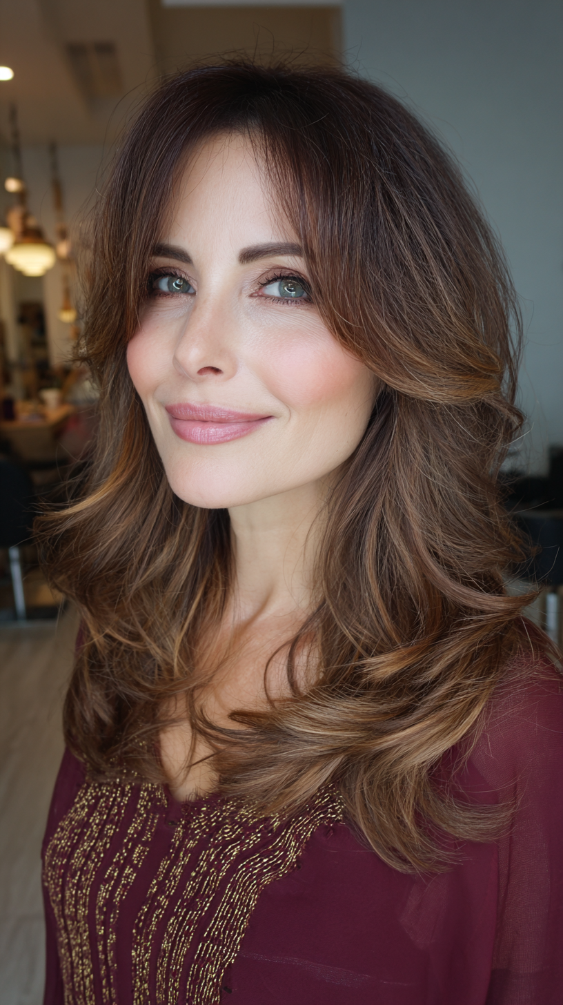 Layered Soft Waves with Face-Framing Highlights