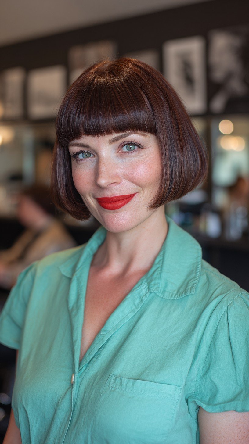Modern Jaw-Length Bob with Textured Bangs