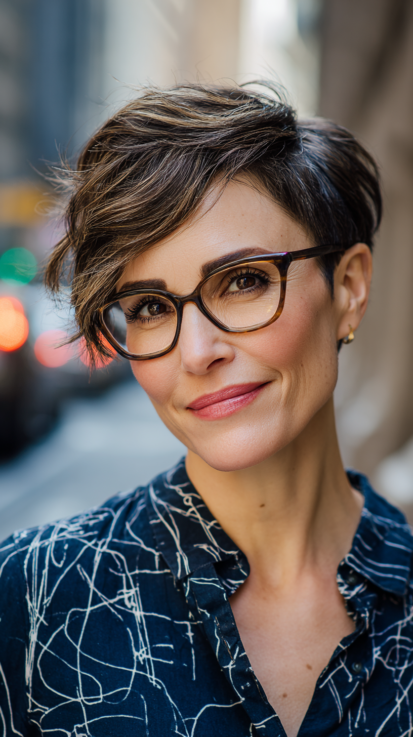 Modern Textured Short Haircut with Subtle Highlights