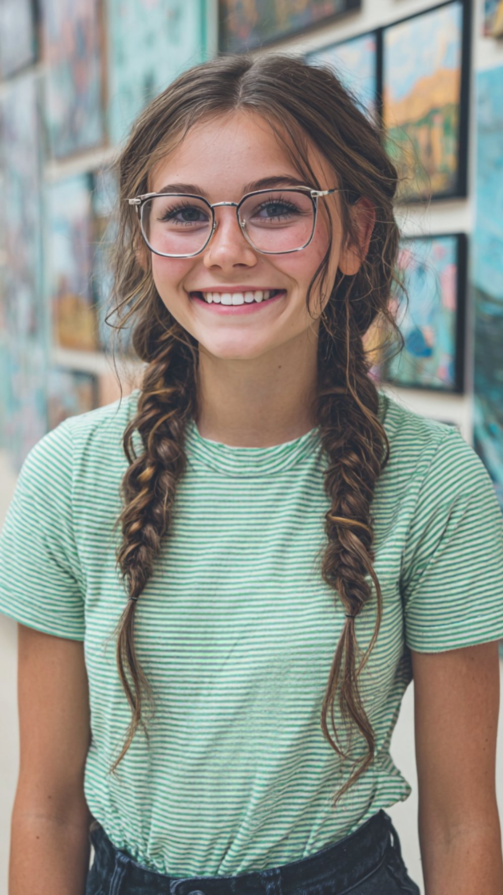 Playful Side-Braided Pigtails with Loose Strands