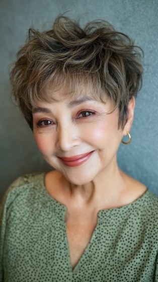 Playful Textured Short Razor-Cut with Soft Volume