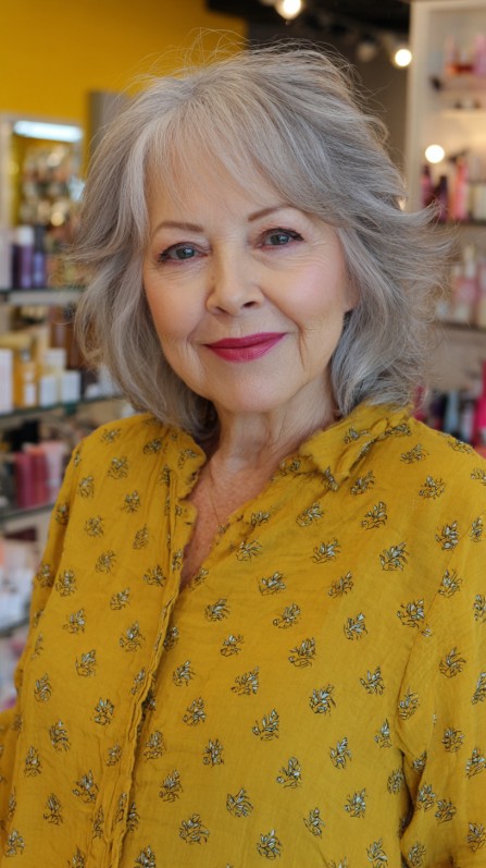 Soft Textured Grey Bob with Subtle Volume