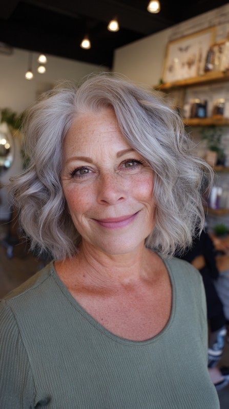 Softly Curled Ashy Bob with Textured Layers