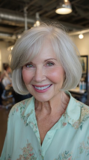 Softly Textured Ash Blonde Razor-Cut Bob
