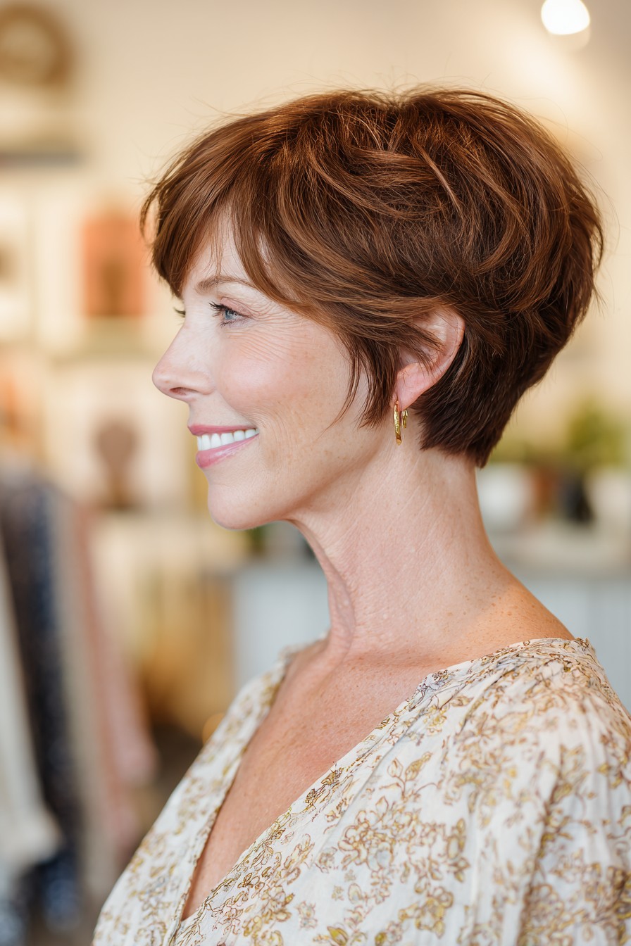 Stylish Auburn Stacked Crop with Soft Layers