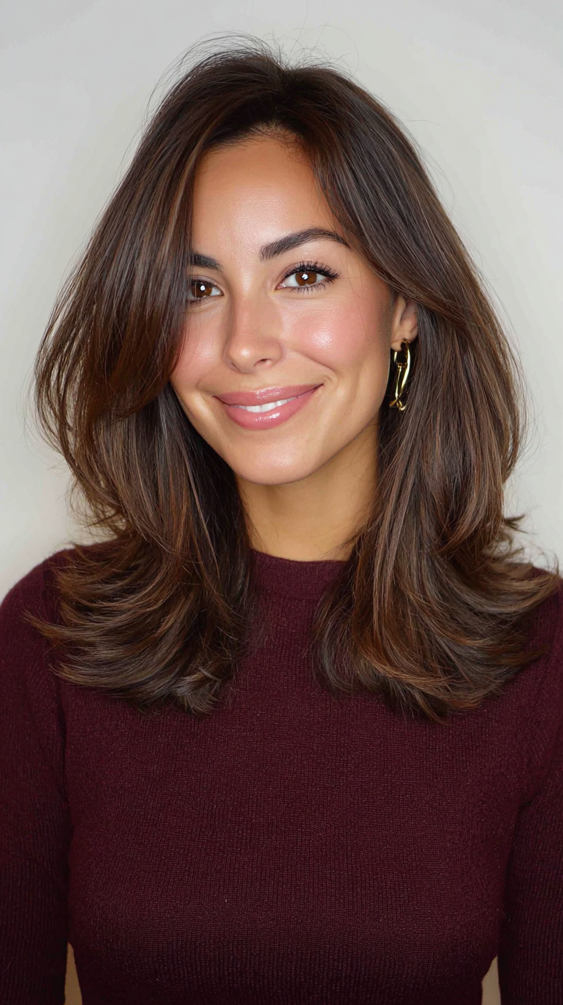 Stylish Brunette Cut with Soft Face-Framing Layers