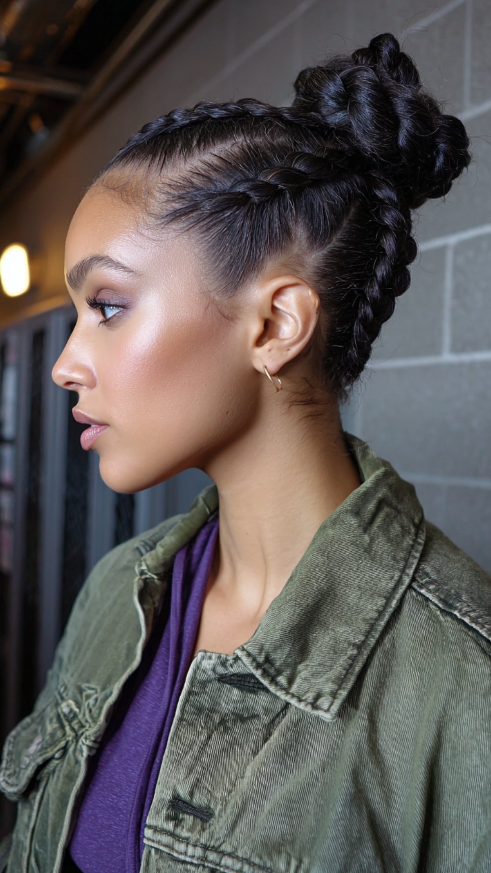 Stylish High Crown Braids with a Sleek Finish