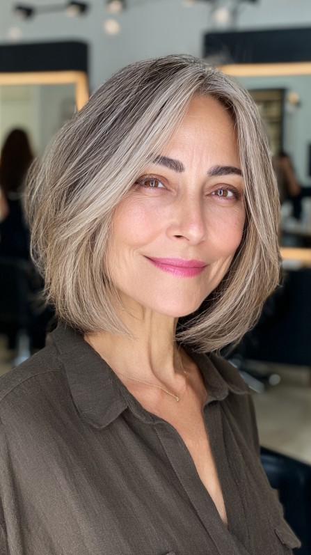 Textured Ash Blonde Bob with Soft Highlights
