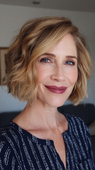 Textured Beachy Bob with Subtle Highlights