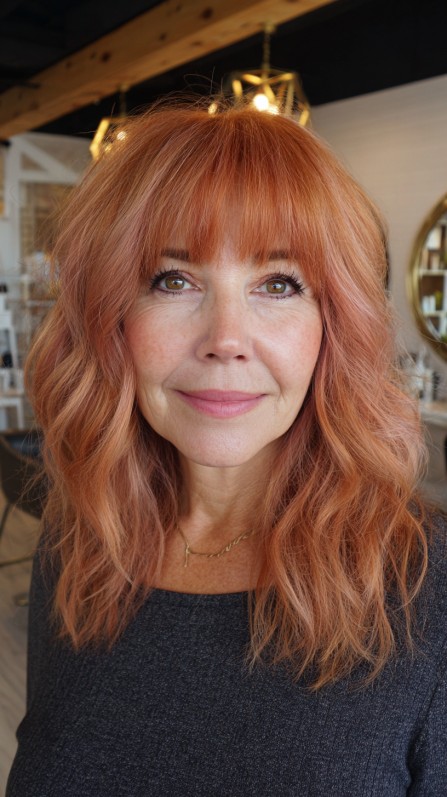 Textured Layered Cut with Warm Apricot Tones