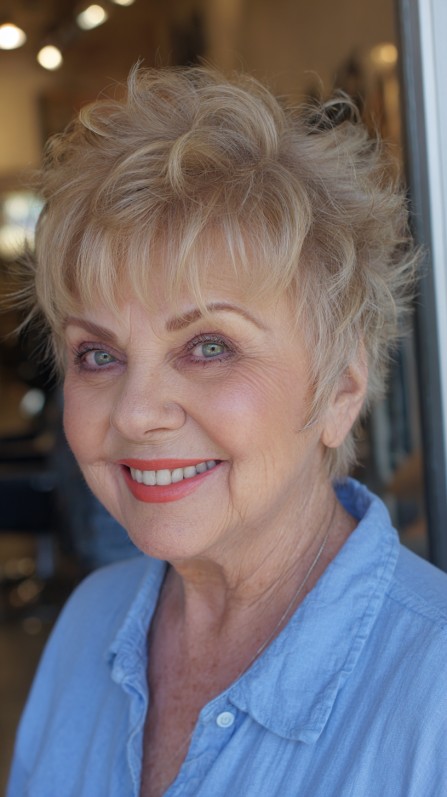 Textured Light Blonde Spiky Pixie Cut