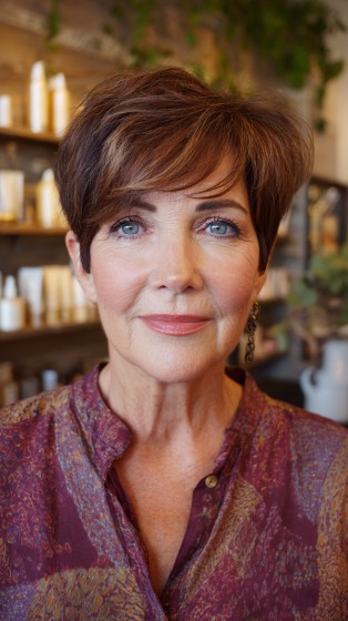 Textured Pixie Cut with Soft Side Swept Bangs