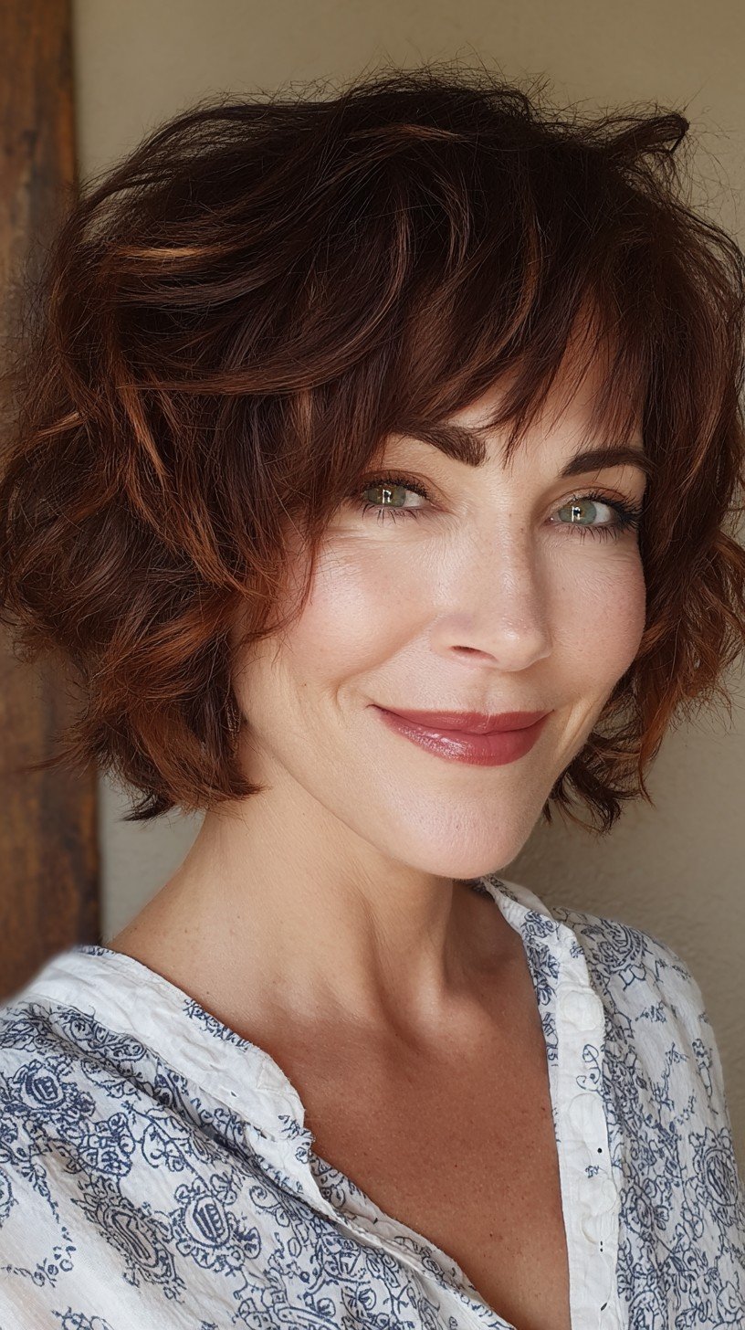 Textured Short Bob with Dynamic Curls