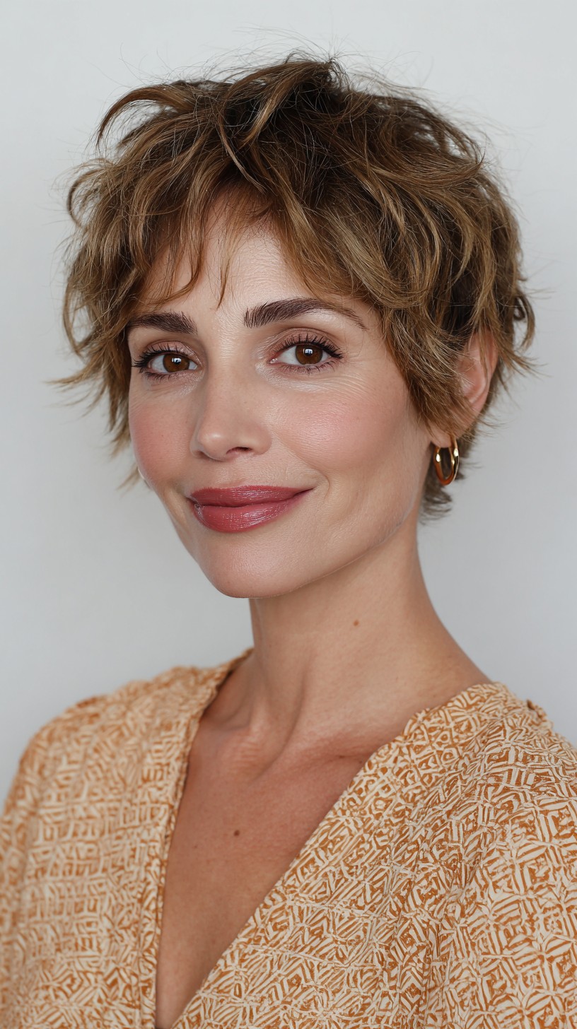 Textured Short Pixie Cut with Soft Waves