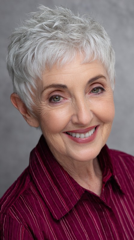 Textured Short White Pixie Cut with Soft Edges