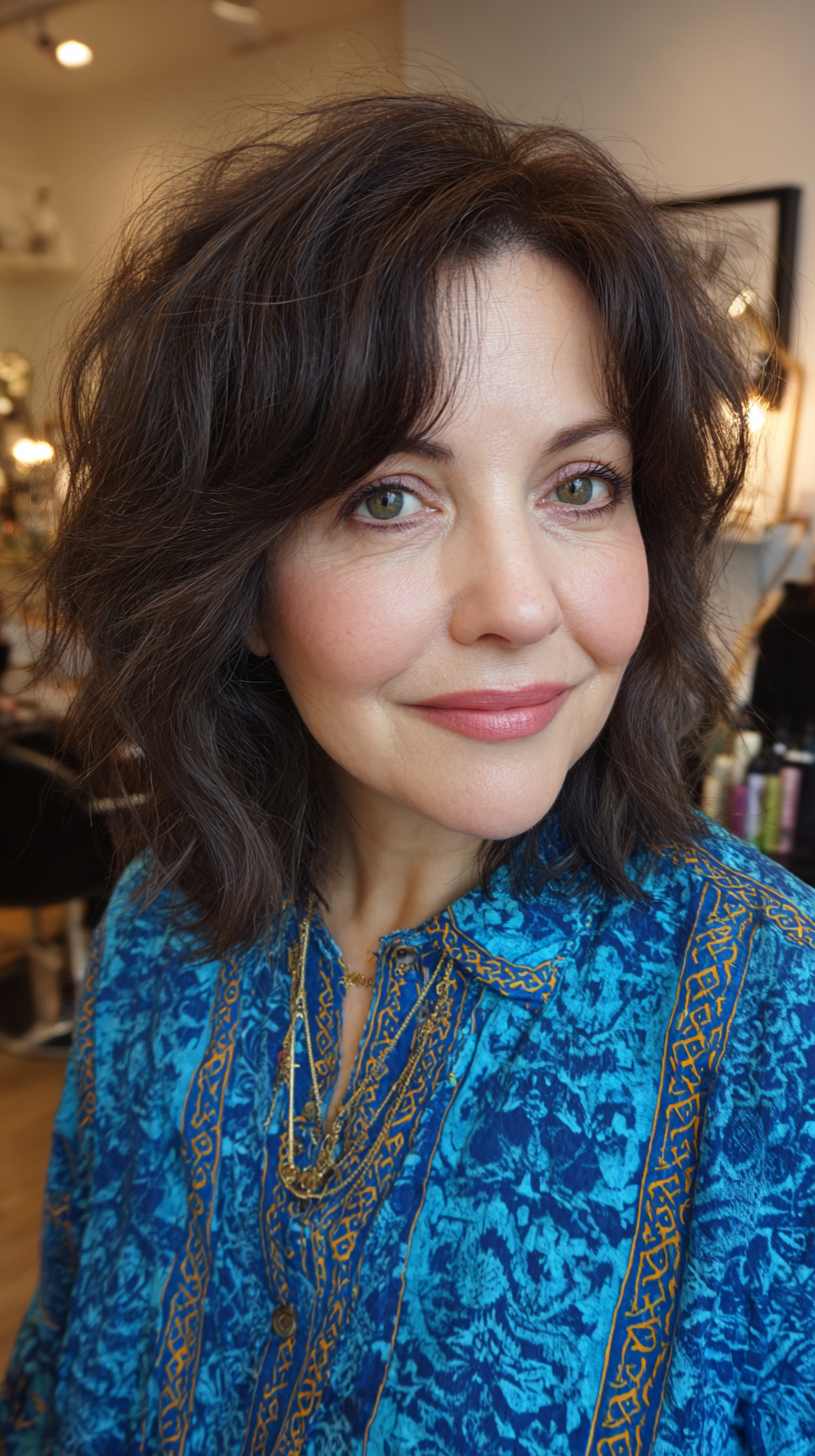 Textured Shoulder-Length Cut with Soft Waves