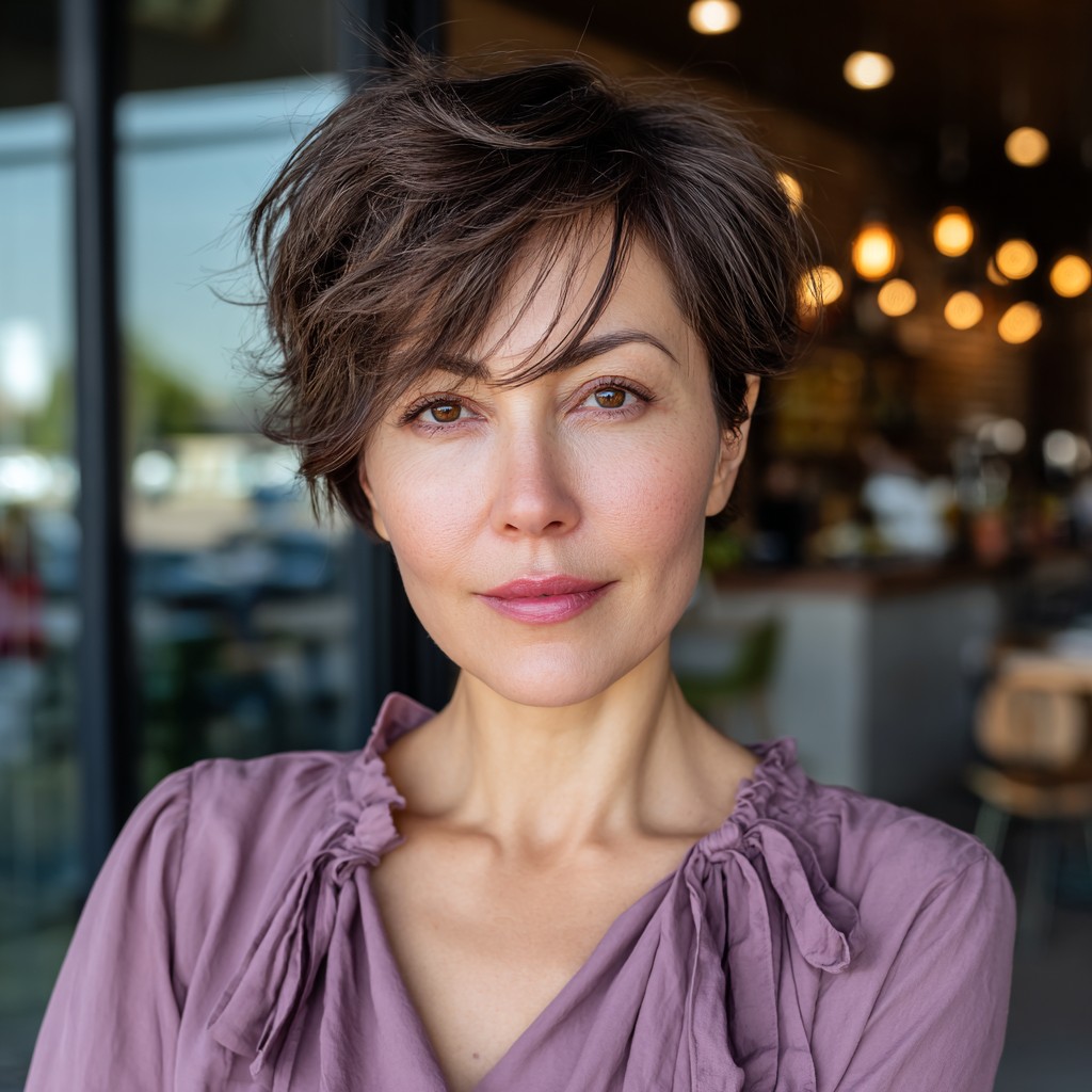 Textured Side-Parted Pixie with Lively Volume