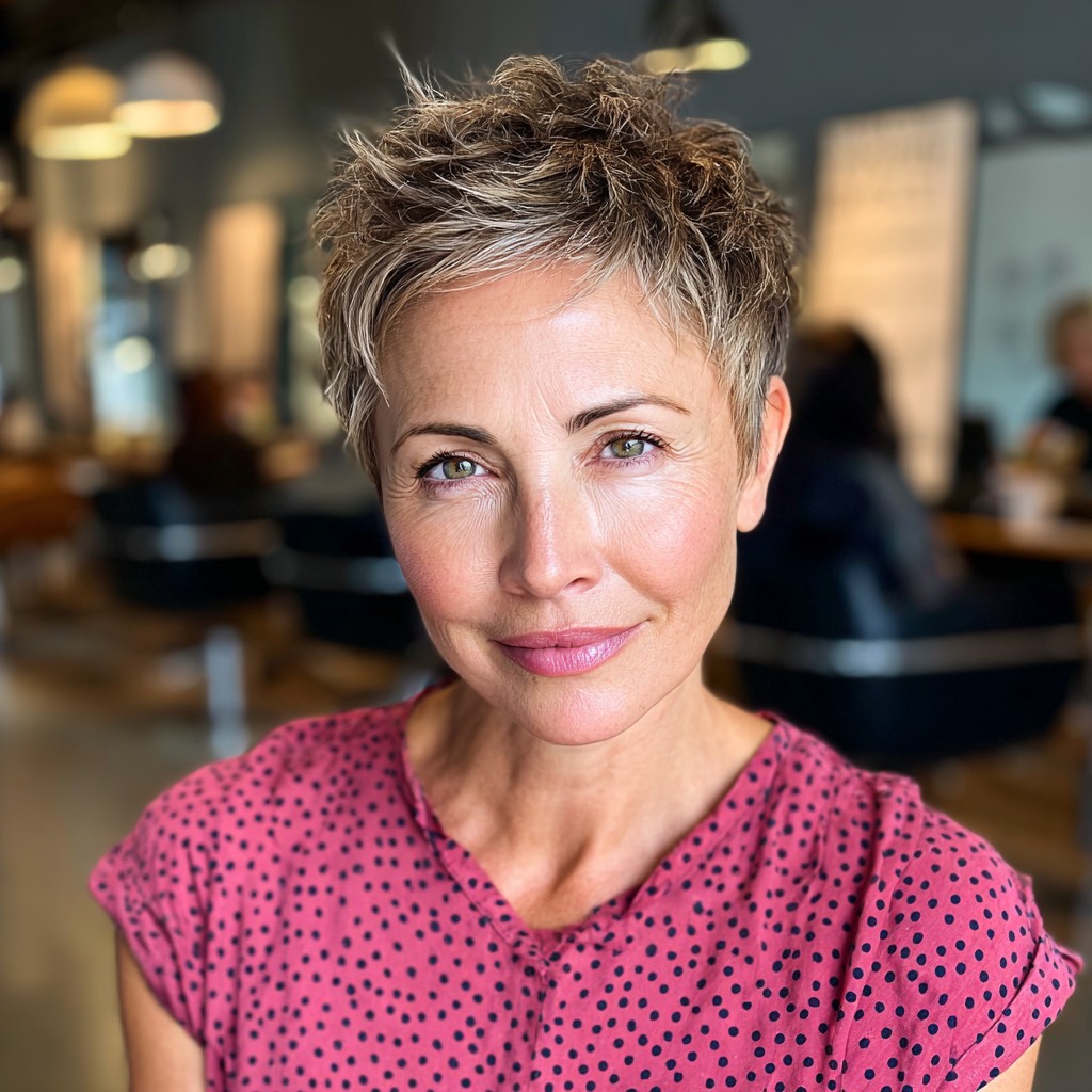 Textured Spiky Pixie Cut with Subtle Highlights